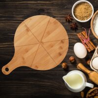 hausleben Pizzateller 33cm holz 6er Set Pizzabrett groß mit Griff