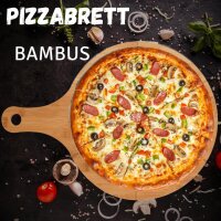 hausleben Pizzateller 33cm holz 6er Set Pizzabrett groß mit Griff