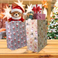 24er Pack Geschenktüten aus Kraftpapier – 2 Designs, je 12 Stück, Groß (26,6x12,7x31,7 cm)