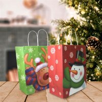 24 Geschenktüten Kraftpapier – 2 Designs, Groß 26,6x12,7x31,7 cm