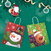 24 Geschenktüten Kraftpapier – 2 Designs, Groß 26,6x12,7x31,7 cm