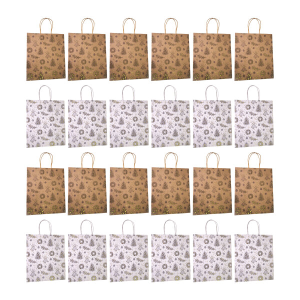 24er Set Geschenktüten Kraftpapier – Großformat (26,6x12,7x31,7 cm)