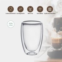 4er Set Mundgeblasene Doppelwandige Latte Macchiato Thermogläser – Hitzebeständig - 400ml