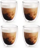 4er Set Mundgeblasene Doppelwandige Latte Macchiato Thermogläser – Hitzebeständig - 400ml