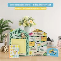 Baby Erinnerungsbox Schatztruhe Erinnerungen mit 10 Fächern,Erinnerungen Meilenstein Box (Blau-Tasche)
