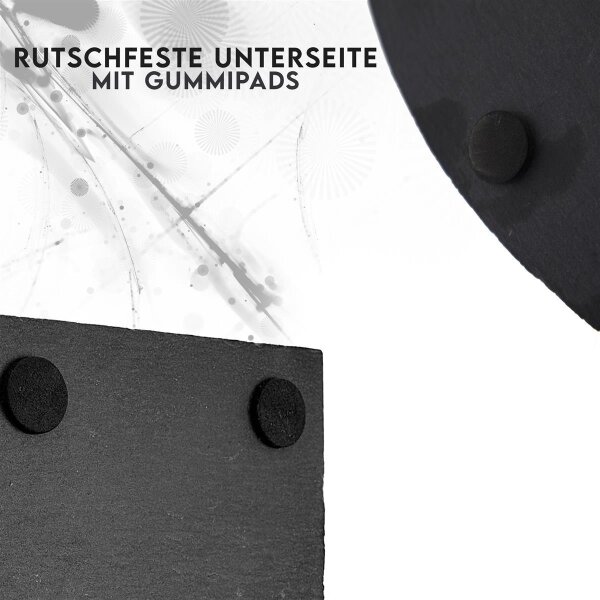hausleben 8 Stück Schiefer-Getränkeuntersetzer, Quadratisch - 10x10 cm