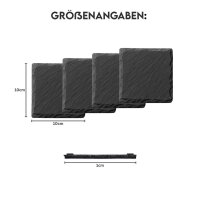 hausleben 8 Stück Schiefer-Getränkeuntersetzer, Quadratisch - 10x10 cm
