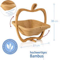 hausleben Obstkorb aus Bambus 3-in-1 Faltkorb – Obstschale, Gemüseschale & Topfuntersetzer