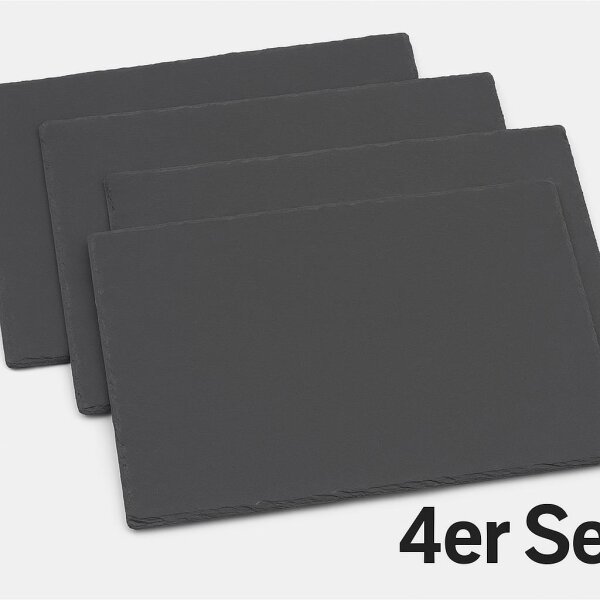 hausleben 4er Set Schieferplatte rechteckig 35x25 cm