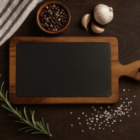 hausleben Servierbrett aus Holz mit Schieferplatte