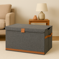 hausleben Faltbare Aufbewahrungsbox mit Deckel & Griff (Grau)