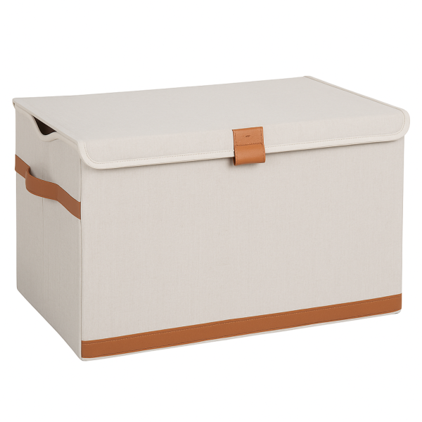 hausleben Faltbare Aufbewahrungsbox mit Deckel & Griff (Creme)