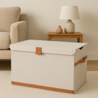 hausleben Faltbare Aufbewahrungsbox mit Deckel & Griff (Creme)