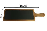 hausleben Akazienholz Servierbrett mit Schiefereinsatz & Griff - 45x15 cm