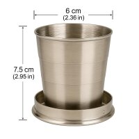 hausleben 5er Set - Teleskopbecher 140ml aus Edelstahl – Faltbarer Trinkbecher mit Deckel & Karabiner