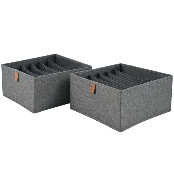 hausleben Organizer Box 2er Set – 6 Fächer je Box (Grau)
