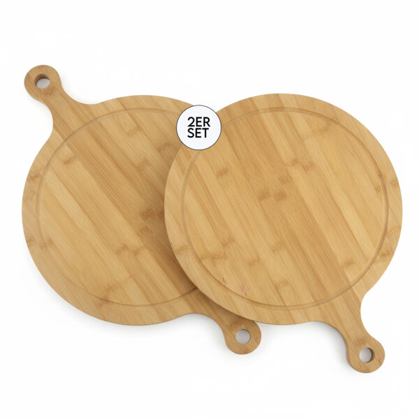 2er Set Schneidebrett mit Saftrille, Bambus, extra schwere Qualität, 35x46x,2,0 cm - 12885