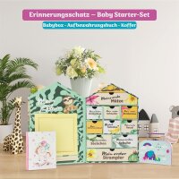 Baby Erinnerungsbox Schatztruhe Erinnerungen mit 10 Fächern,Erinnerungen Meilenstein Box (Hellblau-Tasche)