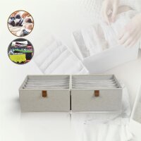 hausleben Organizer Box 2er Set – 6 Fächer je Box (creme/Nature)