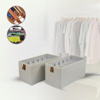 hausleben® 2er Set Aufbewahrungsbox mit 6 Fächern – 30x15x15cm (Creme/Nature)
