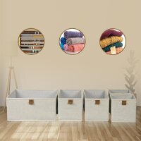 hausleben 5er Set Aufbewahrungsboxen Stoff (Creme/Nature)
