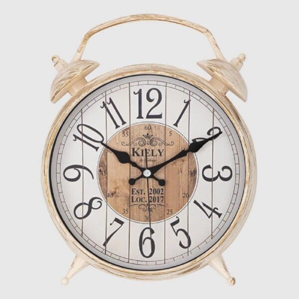 hausleben Wanduhr aus Kunststoff/Glas | Wecker Optik | Creme/Holzoptik