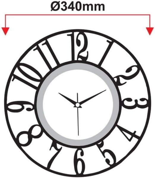 hausleben Wanduhr aus Kunststoff/Glas | Klassisches Design | Silber/Schwarz