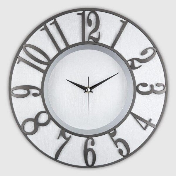 HAN 70-GF Wanduhr, rund - Kunststoff/Glas - silber/anthrazit, Ø 34 cm