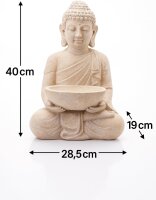 hausleben Eleganter Sitzender Buddha mit Vogelbad in...