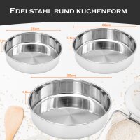 3er Set hausleben Edelstahl Backformen, Auflaufformen (Edelstahl, Rund)
