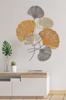 Wandbild metall, 75x5x100 cm, Ginkgo Blätter, Metall