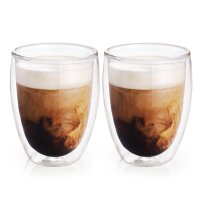 2er Set Mundgeblasene Doppelwandige Latte Macchiato Thermogläser 400ml