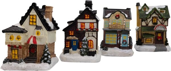 hausleben Weihnachtsstadt Weihnachtsdorf mit Beleuchtung 4 TLG.