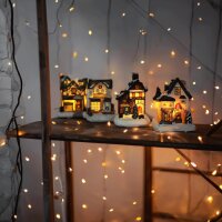 hausleben Weihnachtsstadt Weihnachtsdorf mit Beleuchtung 4 TLG.