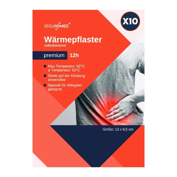 SEGURMED Wärmepflaster Wärmekissen Körperwärmer Premium Rückenwärmer gegen Schmerzen 10 Stück
