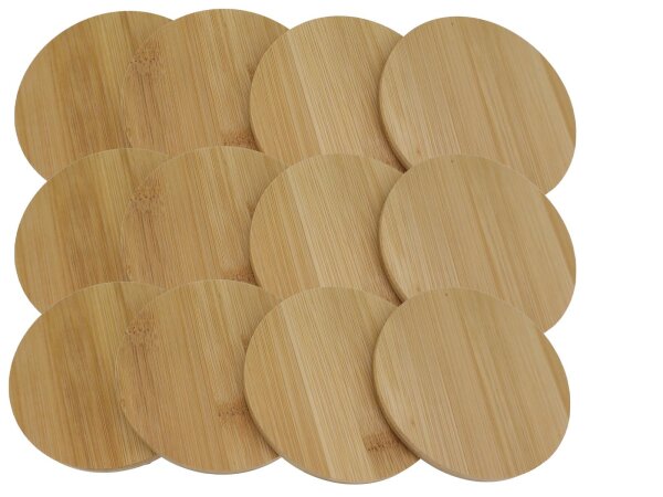 hausleben 12er Set Untersetzer | Ø 10 cm | Natur | Bambus