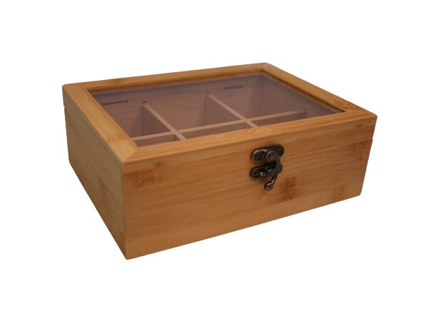 hausleben Teebox Aufbewahrungsbox mit Kunststoffdeckel | Bambus |